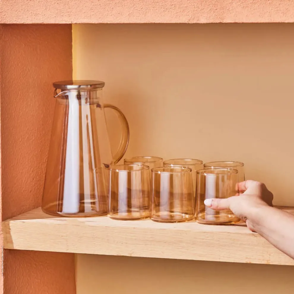 Karaca Serene 7-Piece Tumbler Glass Set, Amber