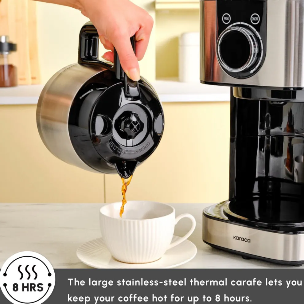 Karaca Series 2303 Steel Filter Coffee Machine, 1.2L, 800W, Inox