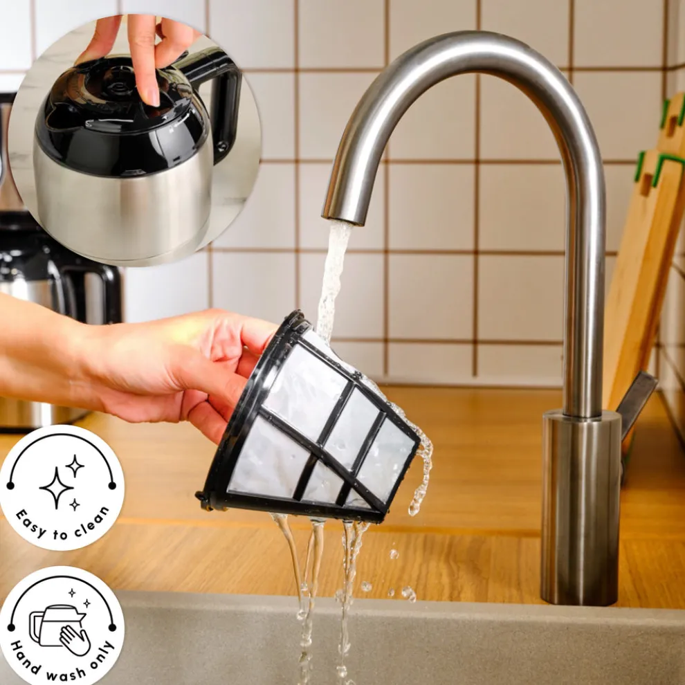 Karaca Series 2303 Steel Filter Coffee Machine, 1.2L, 800W, Inox