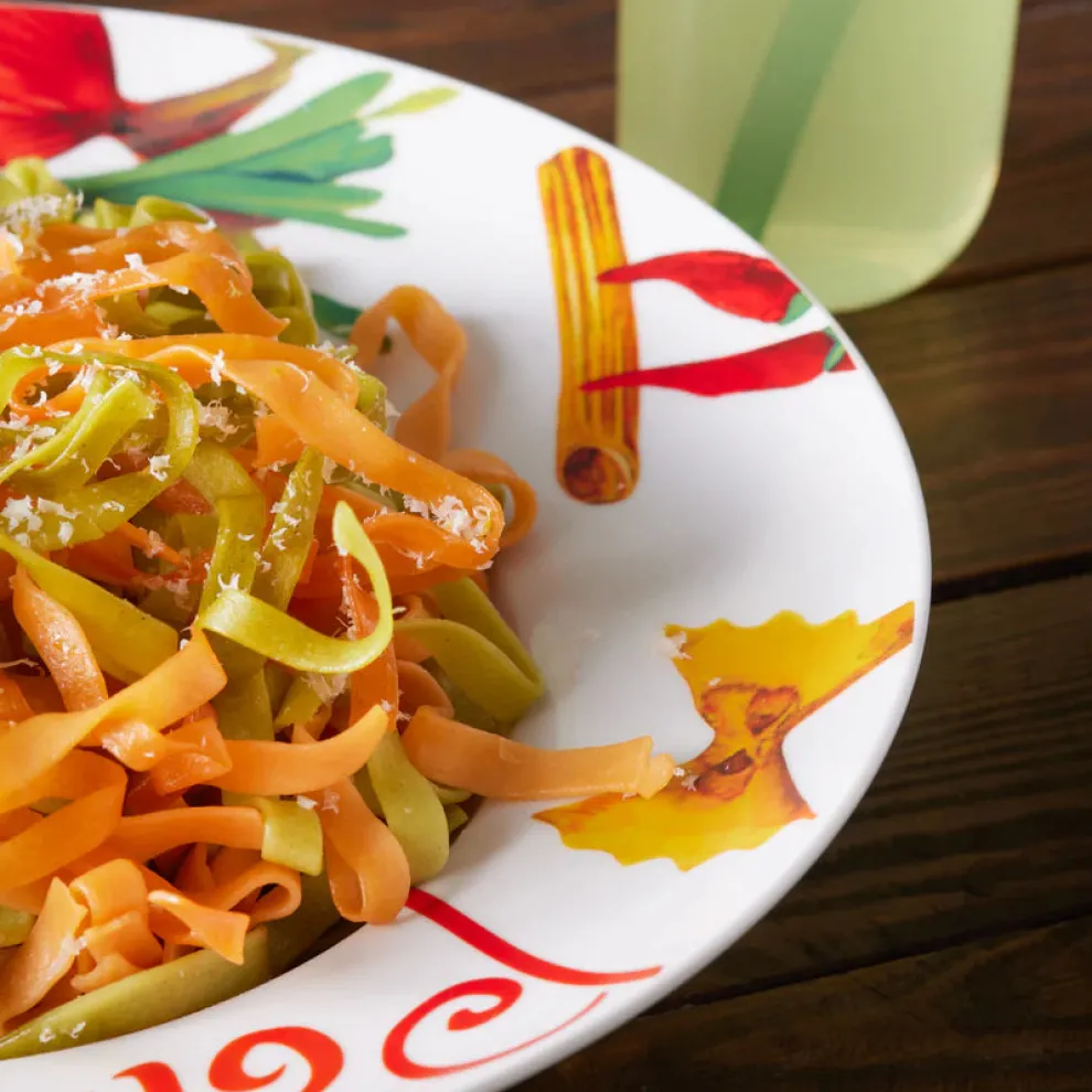 Karaca Sicilia 5-Piece Porcelain Pasta Set for 4 People, White Multi