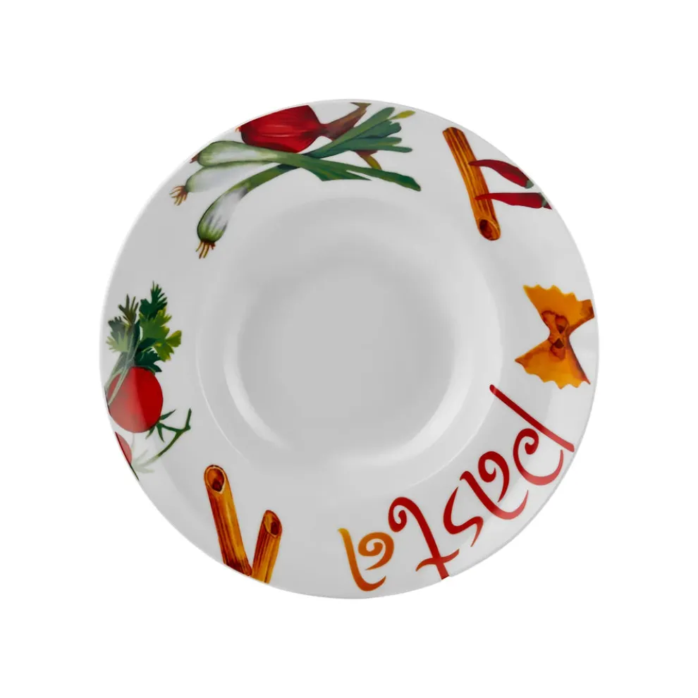 Karaca Sicilia 5-Piece Porcelain Pasta Set for 4 People, White Multi