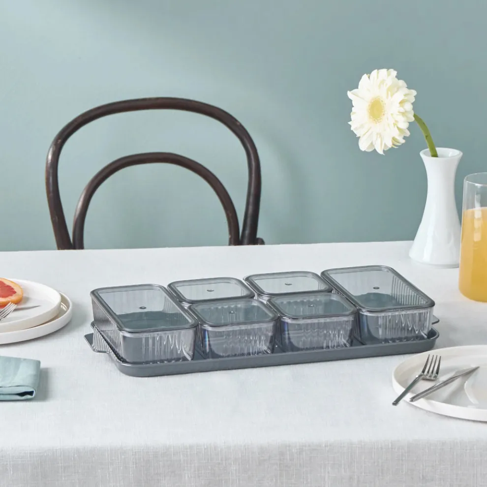 Karaca Sienna 6 Piece Breakfast Storage Container Set, Black Transparent