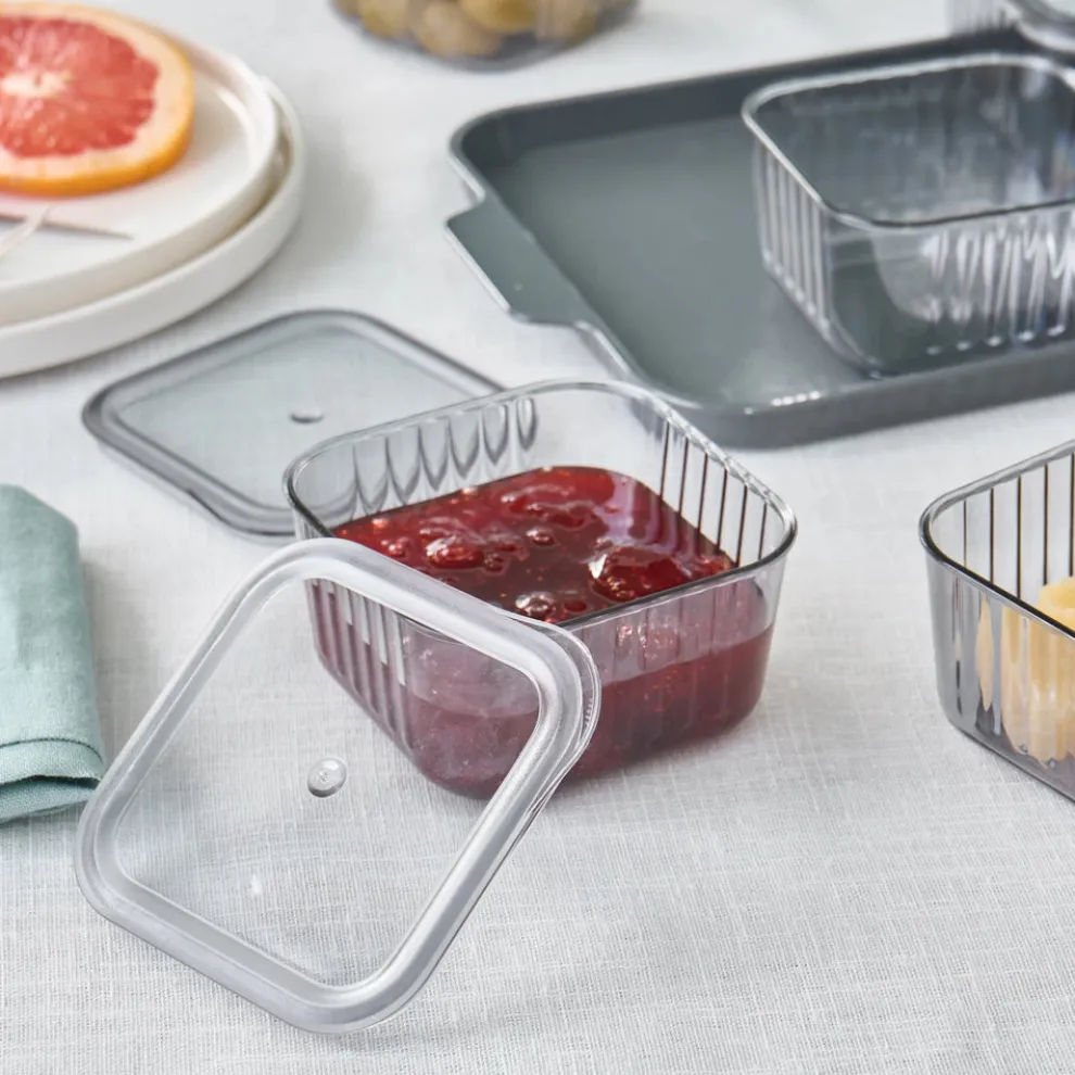 Karaca Sienna 6 Piece Breakfast Storage Container Set, Black Transparent