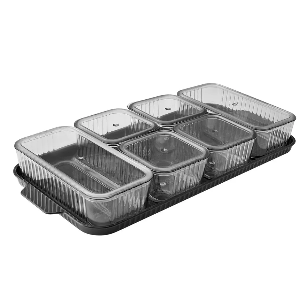 Karaca Sienna 6 Piece Breakfast Storage Container Set, Black Transparent