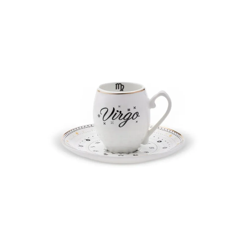 Karaca Signs of the Zodiac Virgo Porcelain Espresso Turkish Coffee Cup, 90ml, Multi