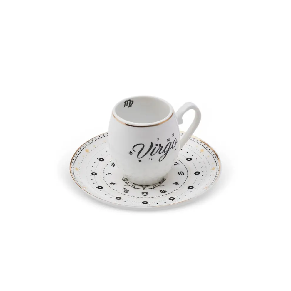 Karaca Signs of the Zodiac Virgo Porcelain Espresso Turkish Coffee Cup, 90ml, Multi