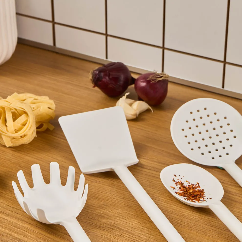 Karaca Simple 5-Piece Utensil Set, White