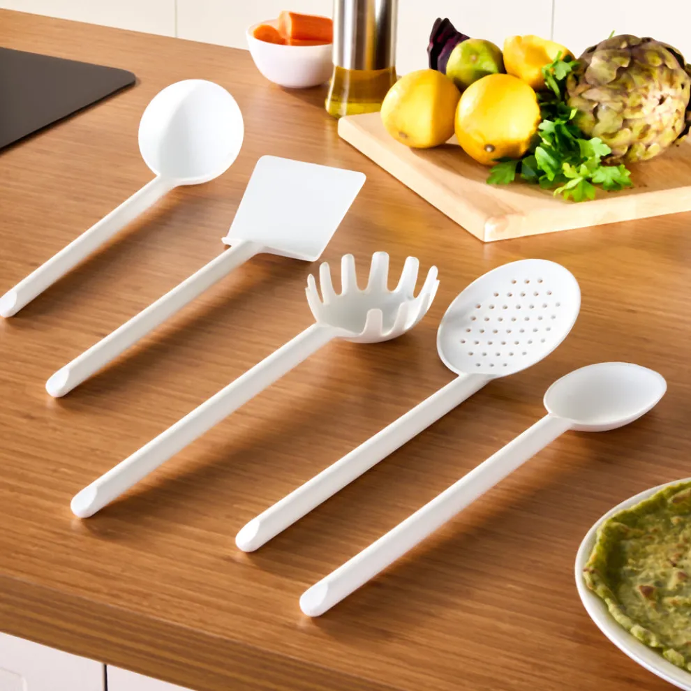 Karaca Simple 5-Piece Utensil Set, White