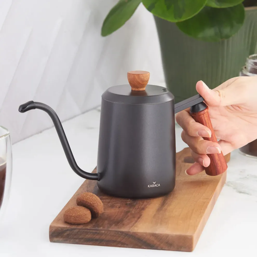 Karaca Stainless Steel Coffee Kettle, 600ml, Black Chestnut