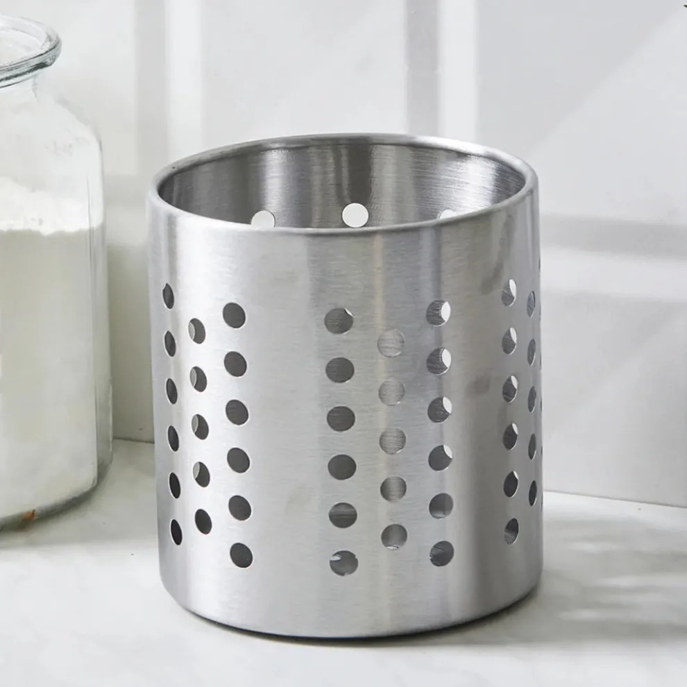 Karaca Stainless Steel Utensil Holder, 12cmx13cm Silver