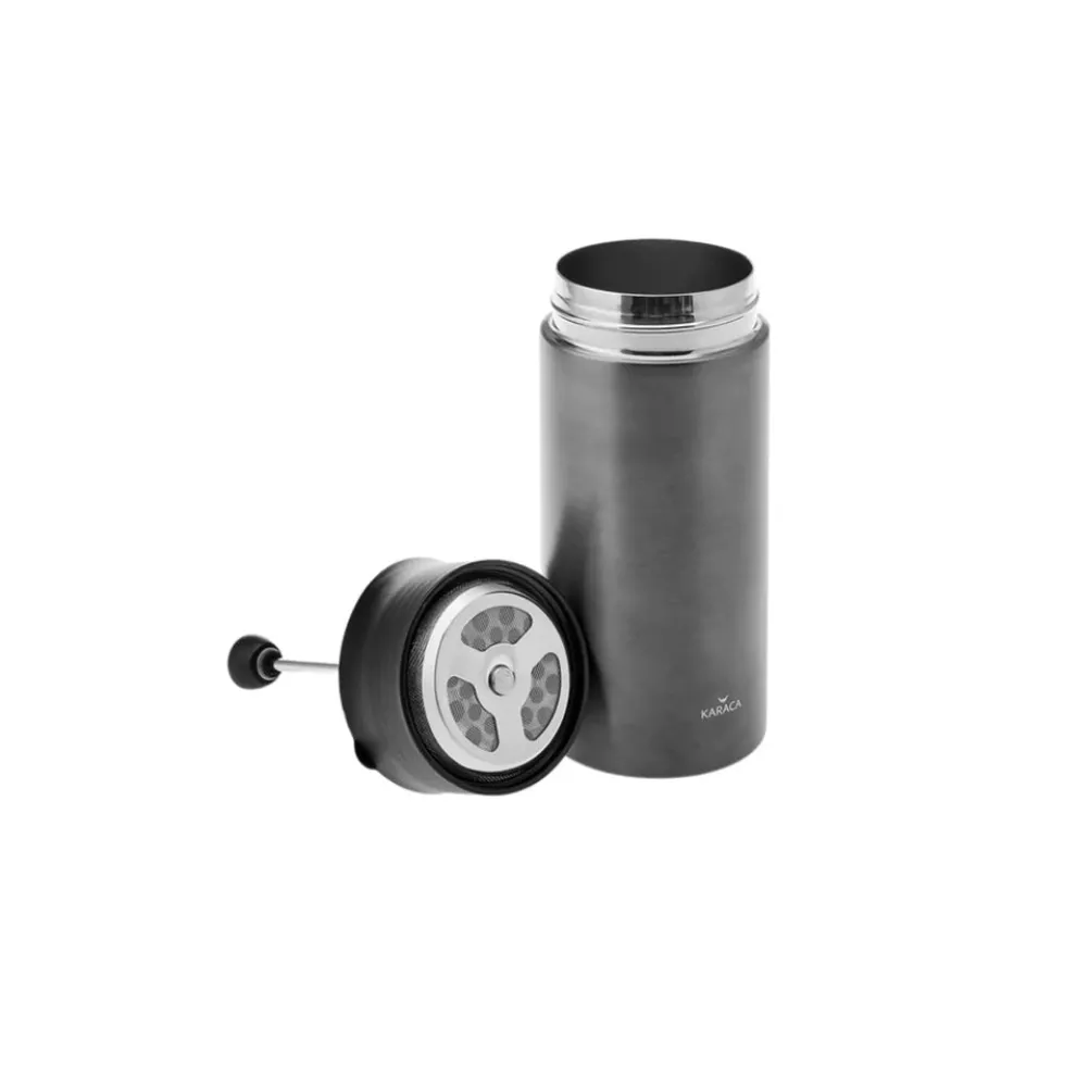Karaca Stainless Steel French Press Flask, 350ml, Silver Black