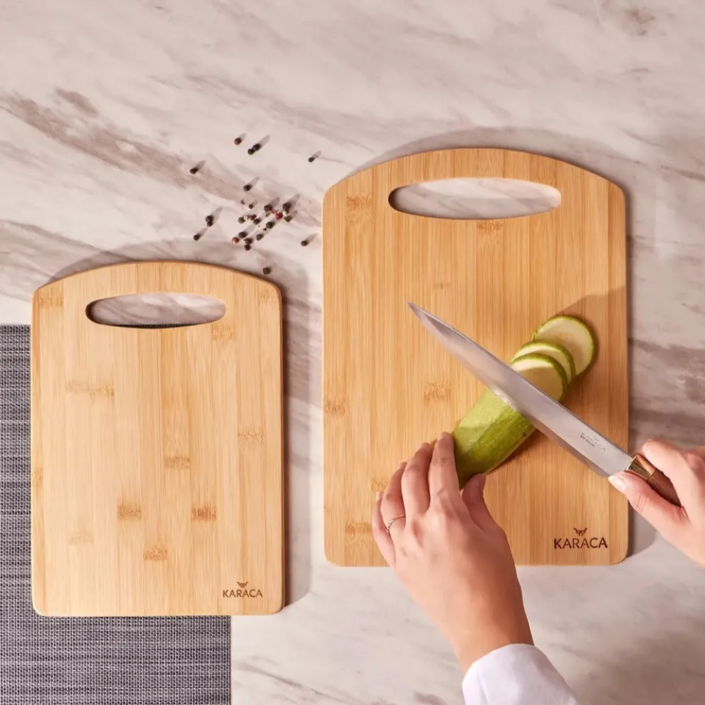 Karaca Stark 2 Piece Bamboo Chopping Board Set, Wood