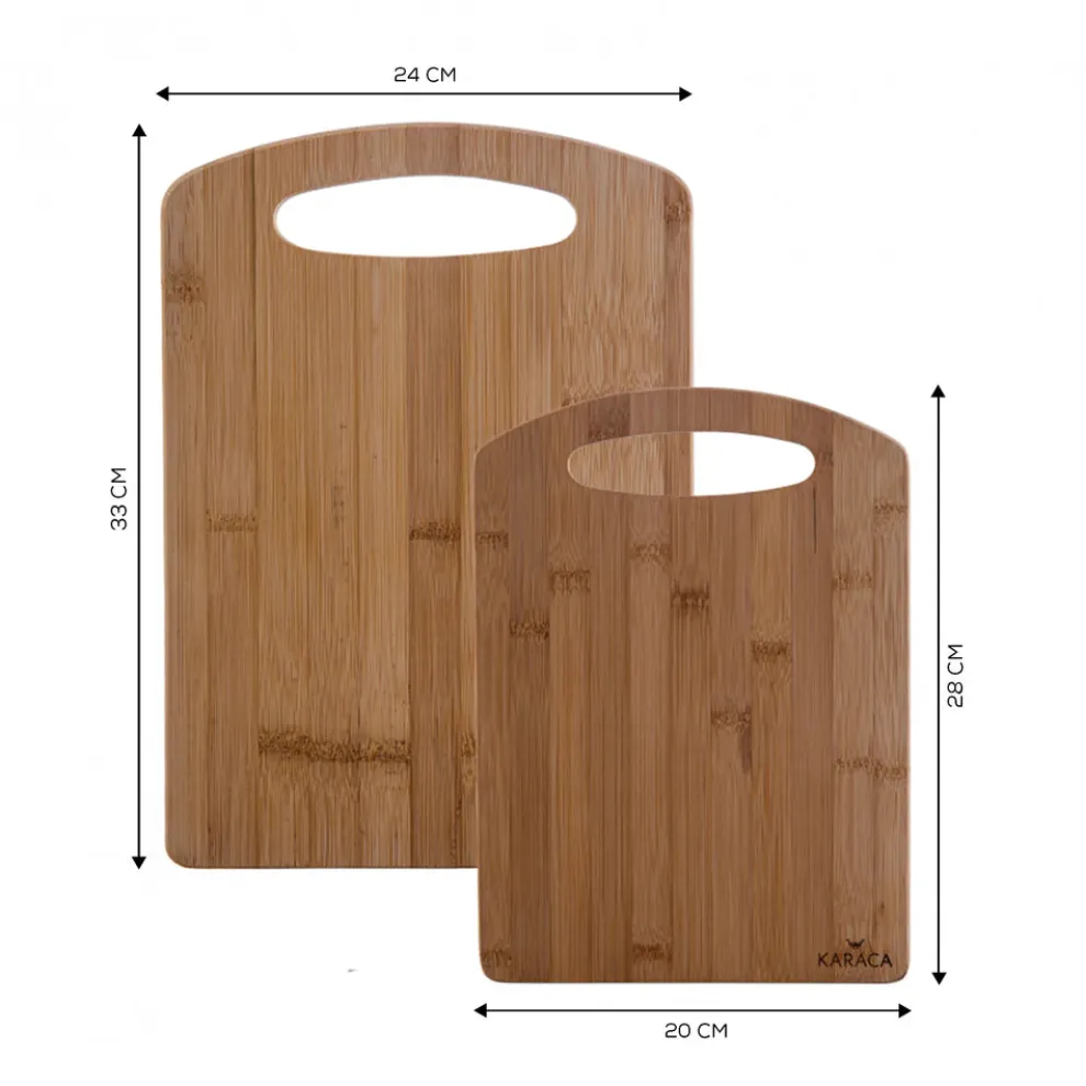 Karaca Stark 2 Piece Bamboo Chopping Board Set, Wood