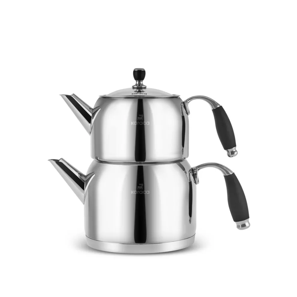 Karaca Stella Stainless Steel Teapot Set, XL, Silver