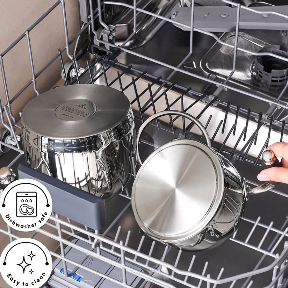 Karaca Stella Stainless Steel Teapot Set, XL, Silver