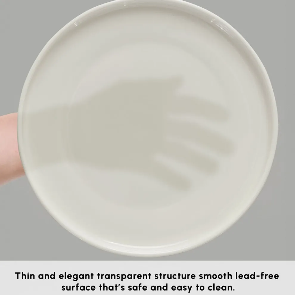 Karaca Stream Bone China Felix XL 18-Piece China Dinner Set for 6 People, White