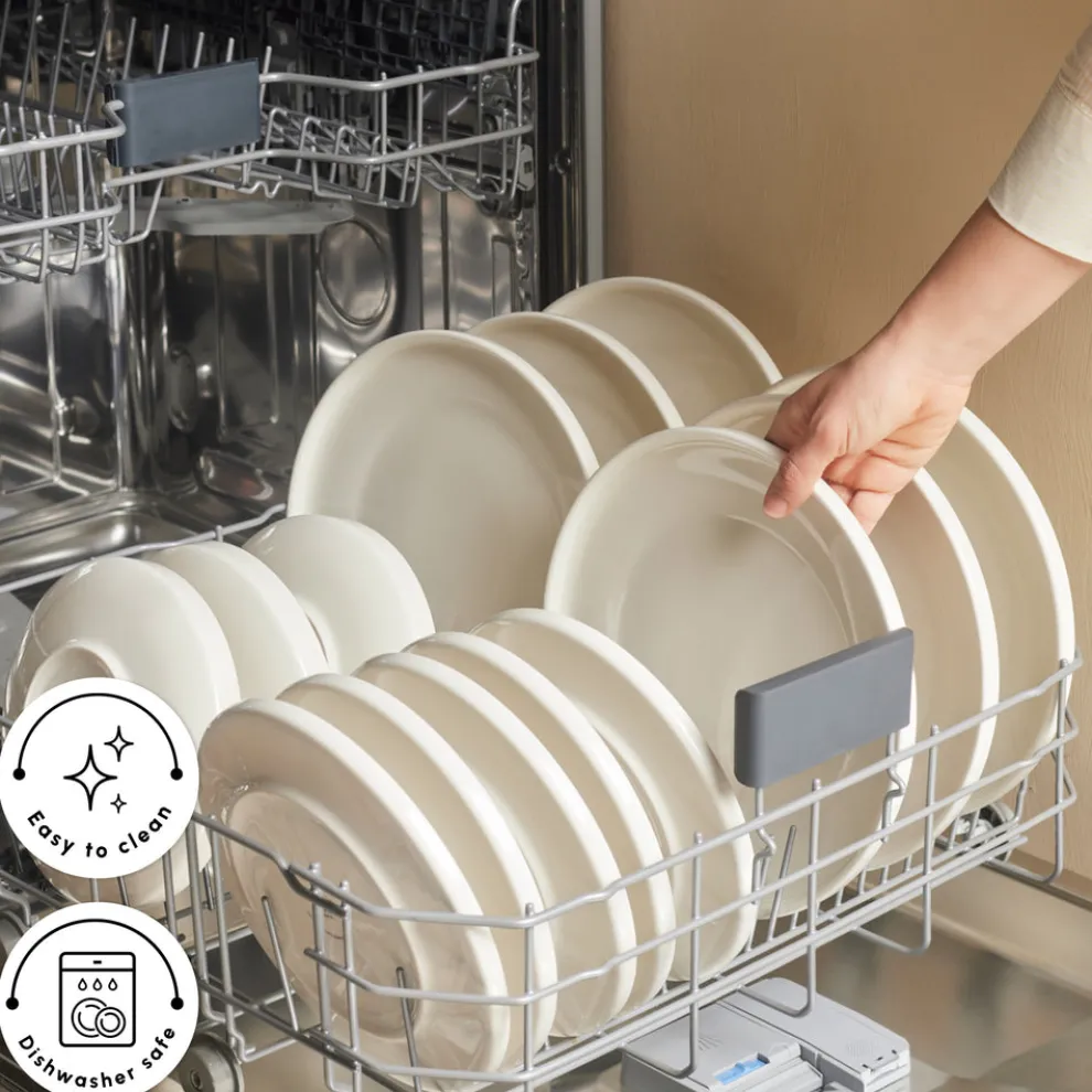 Karaca Stream Bone China Felix XL 18-Piece China Dinner Set for 6 People, White