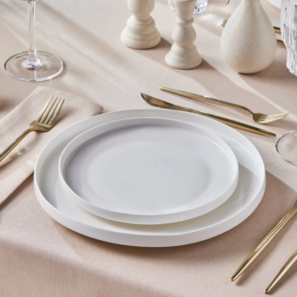 Karaca Stream Bone China Saturn 24-Piece Dinner Set for 6 People, White