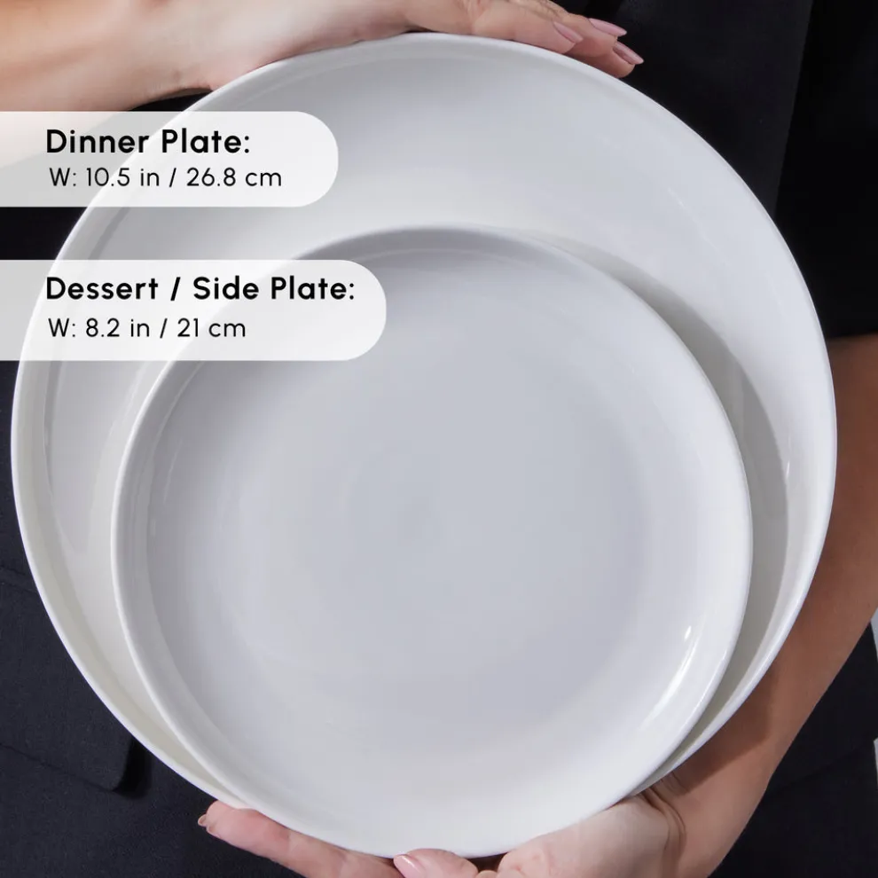 Karaca Stream Bone China Favaro 53-Piece Dinner Set for 12 People, White