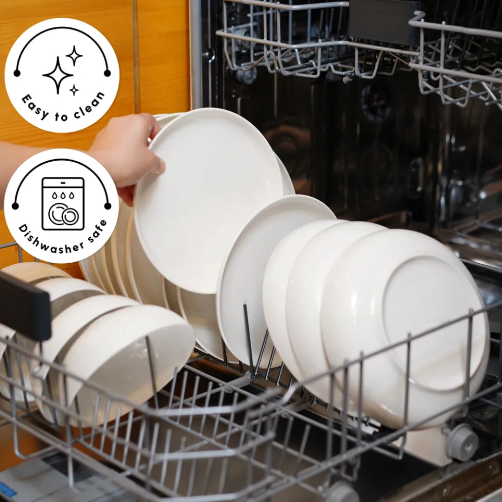 Karaca Stream Bone China Favaro 53-Piece Dinner Set for 12 People, White