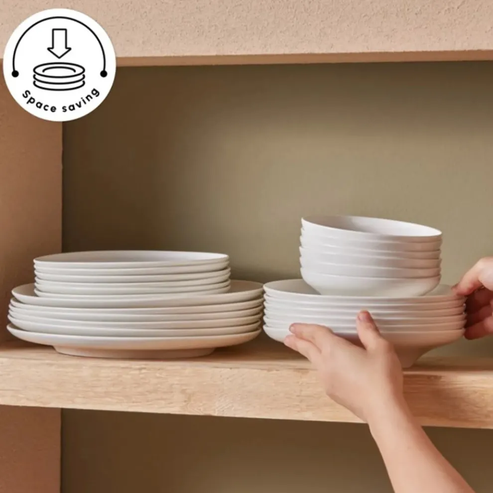 Karaca Stream Bone China Selene 24-Piece Dinner Set for 6 People, White