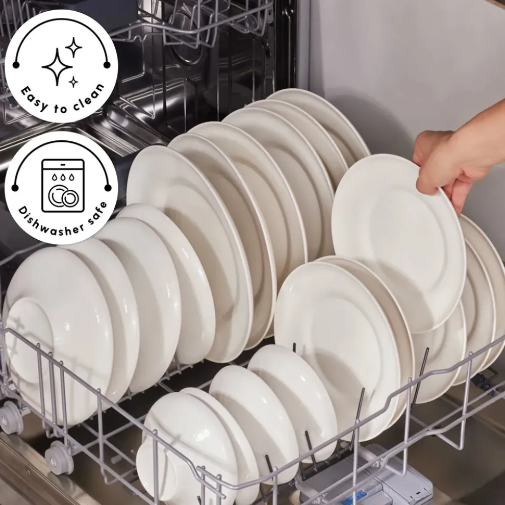 Karaca Stream Bone China Selene 24-Piece Dinner Set for 6 People, White