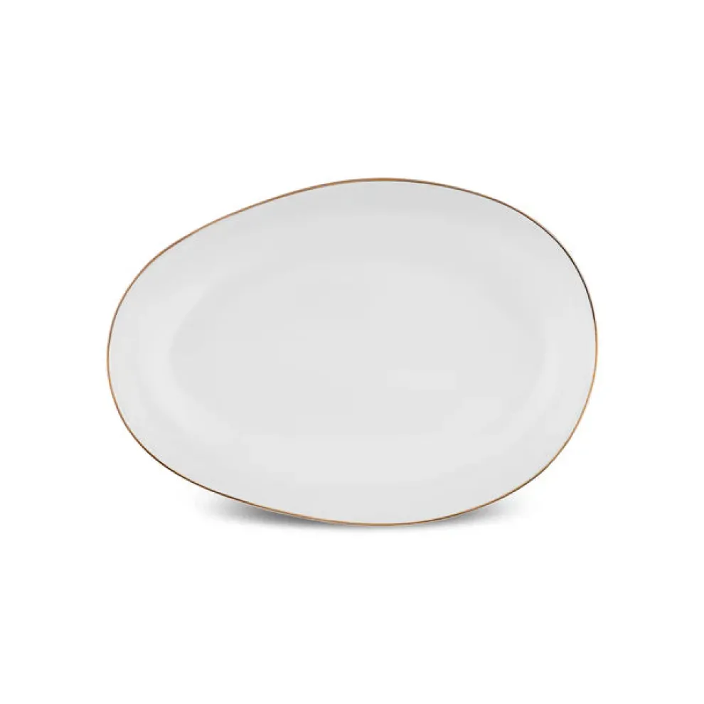 Karaca Stream Bone China Middle 53-Piece Dinner Set for 12 People, Gold