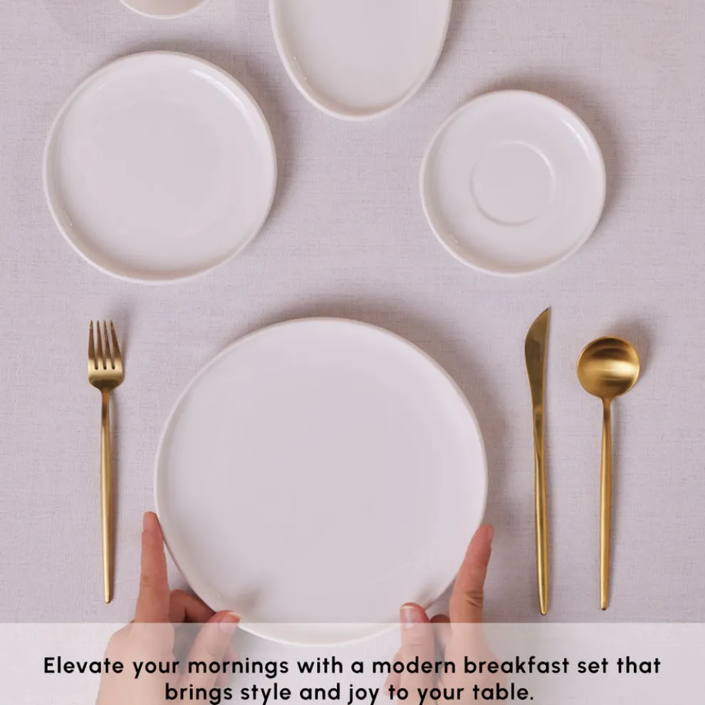 Karaca Stream Pure Cordelia 20-Piece Porcelain Serveware Set for 6 People, White