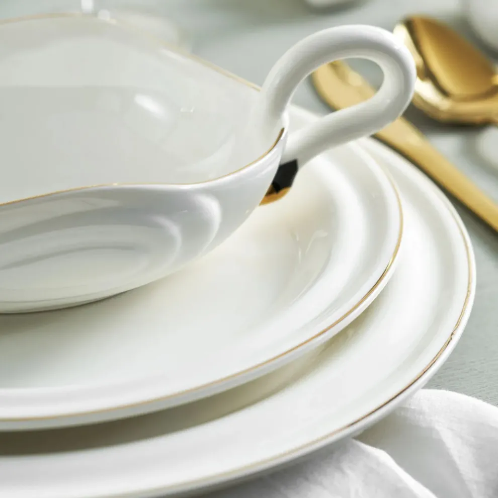 Karaca Streamline Swan 22-Piece Porcelain Dinner Set for 6 People, Multi