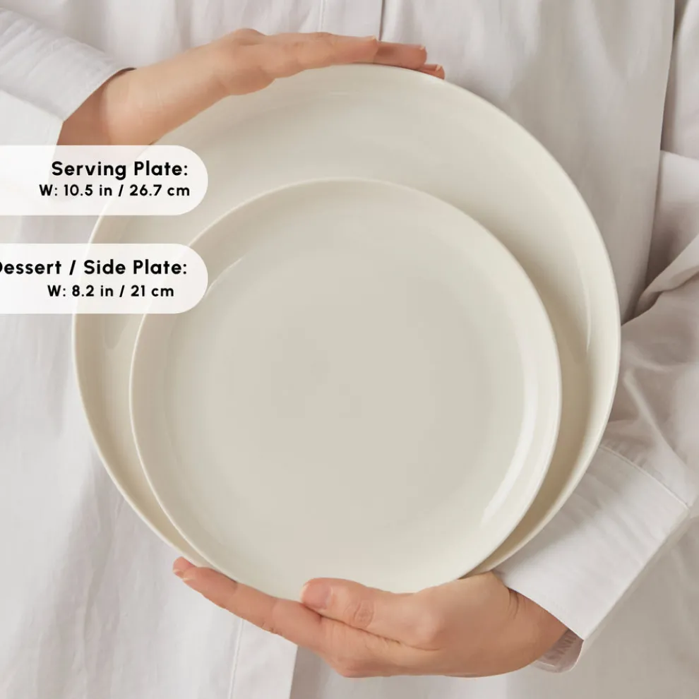 Karaca Streamline Remi Bone China 24-Piece Dinner Set for 6 People, White