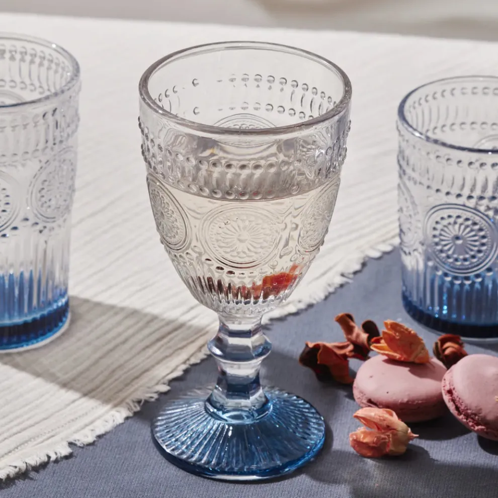 Karaca Sunflower Wine Glass, 314ml, Transparent Blue
