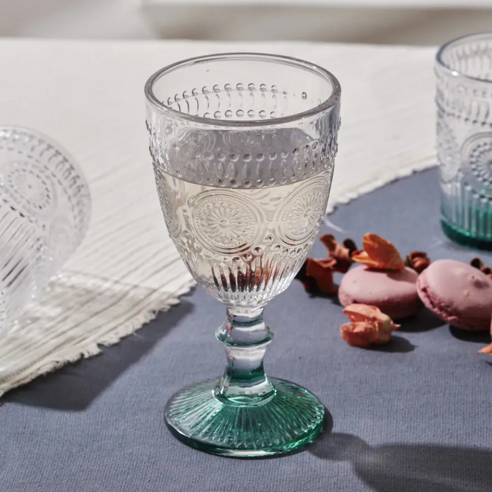 Karaca Sunflower Wine Glass, 314ml, Transparent Green