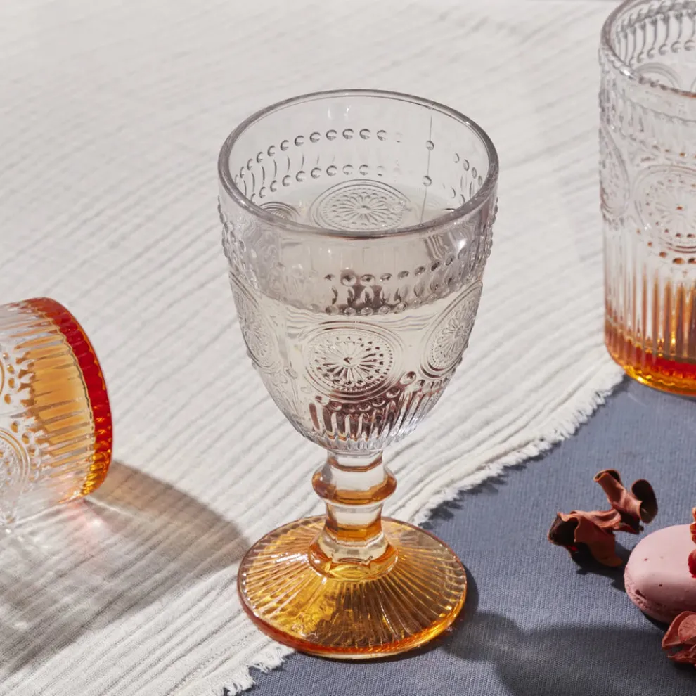 Karaca Sunflower Wine Glass, 314ml, Transparent Orange