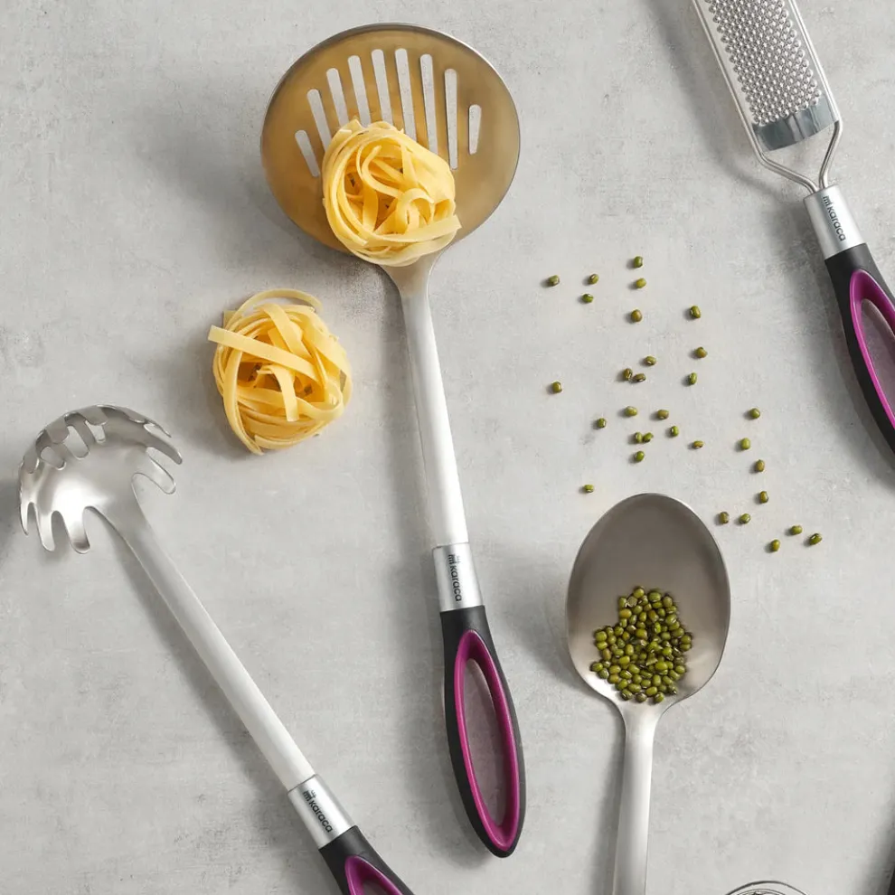 Karaca Swan Slotted Spoon, 20cm, Burgundy