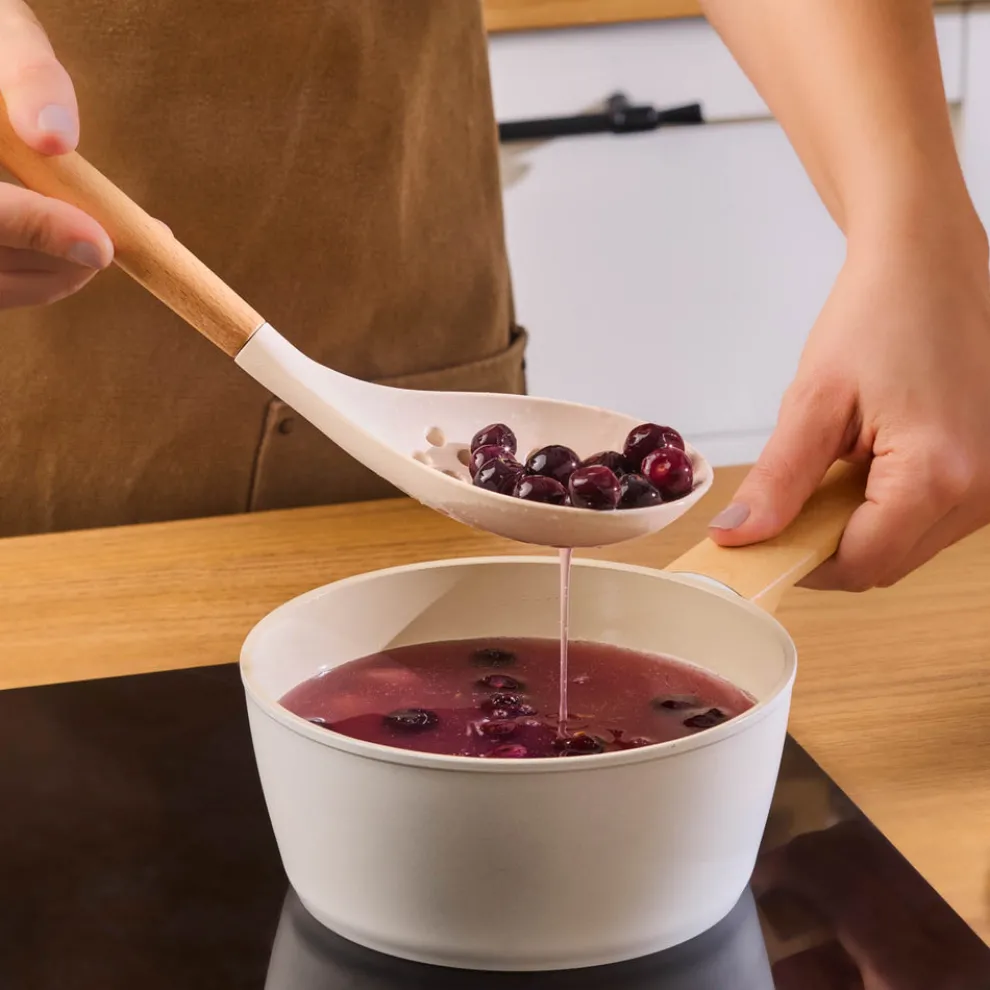 Karaca Swiss Crystal Almond Cream 12-Piece Non-Stick Induction Ceramic Cookware Set, Cream