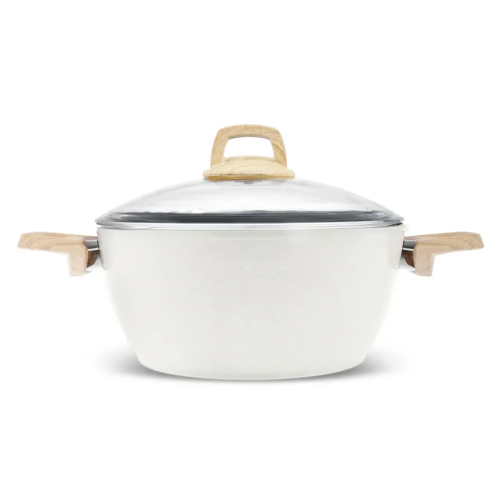 Karaca Swiss Crystal Non-Stick Induction Stockpot with Lid, 20cm, Creamy