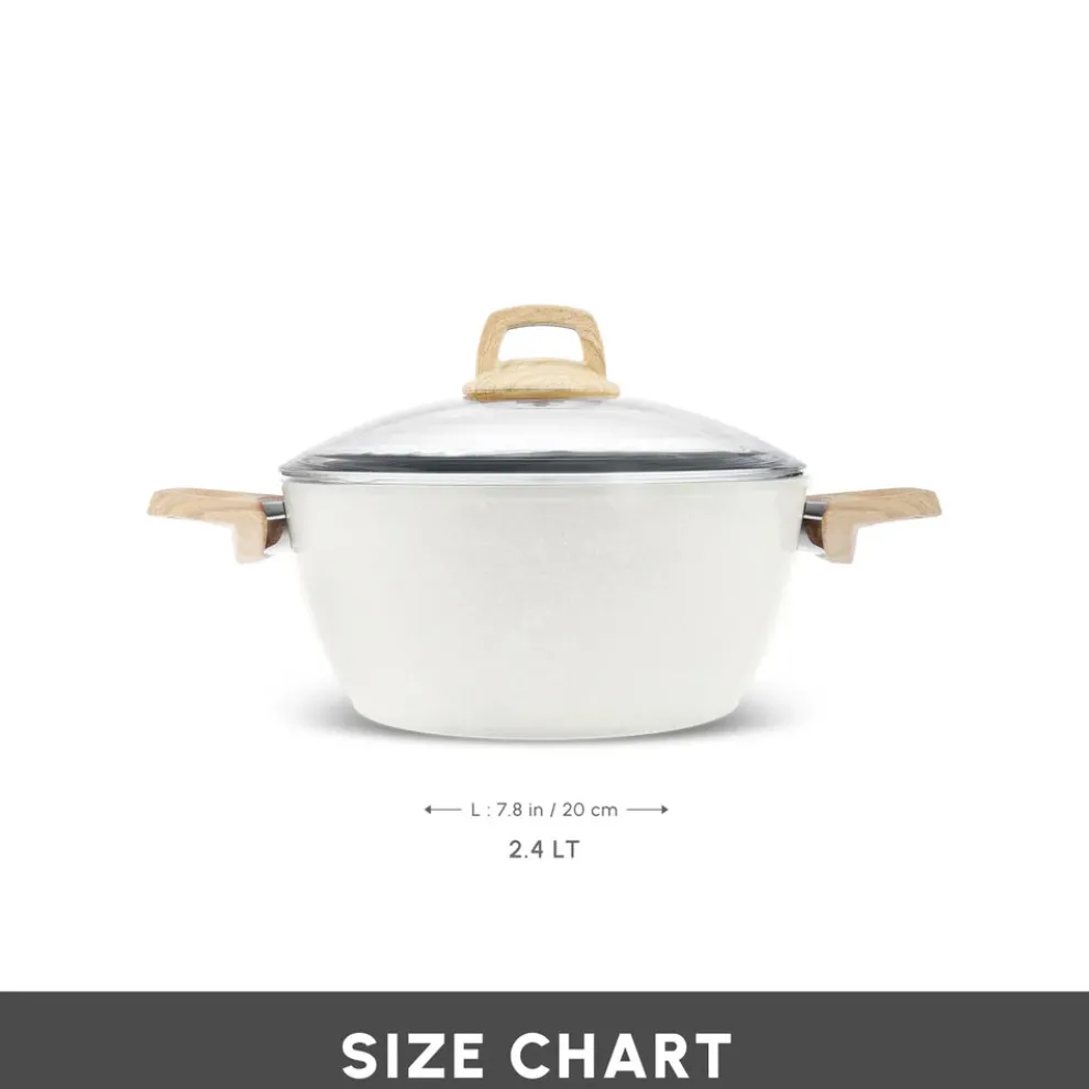 Karaca Swiss Crystal Non-Stick Induction Stockpot with Lid, 20cm, Creamy