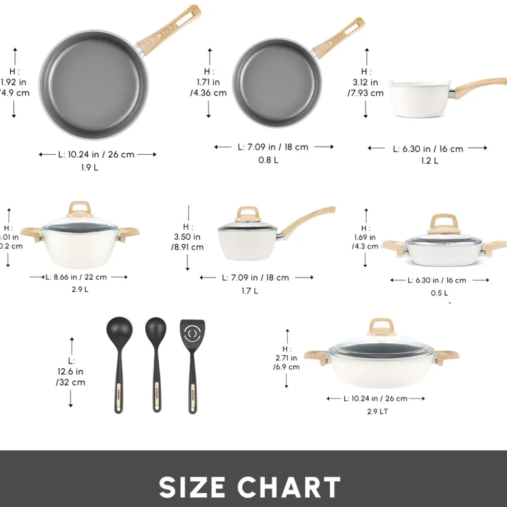 Karaca Swiss Crystal 15-Piece Non-Stick Induction Cookware Set, Creamy