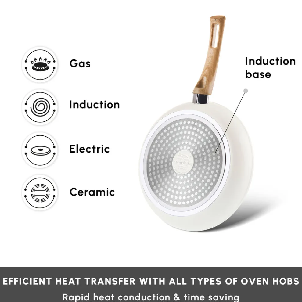 Karaca Swiss Crystal 15-Piece Non-Stick Induction Cookware Set, Creamy