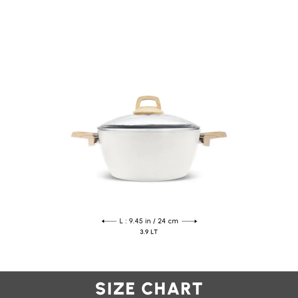 Karaca Swiss Crystal Non-Stick Induction Stockpot with Lid, 24cm, Creamy