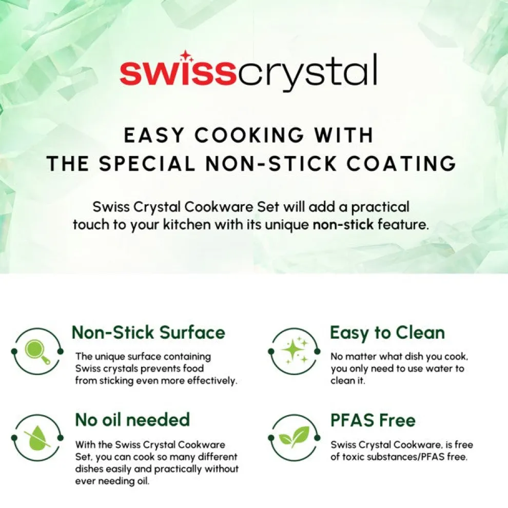 Karaca Swiss Crystal Non-Stick Induction Stockpot with Lid, 24cm, Creamy