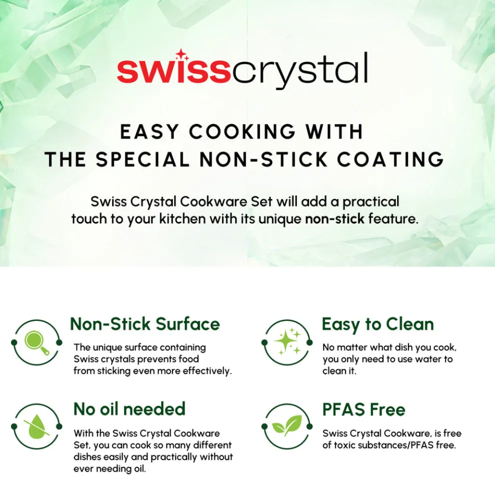 Karaca Swiss Crystal Almond 7-Piece Non-Stick Induction Cookware Set, Cream