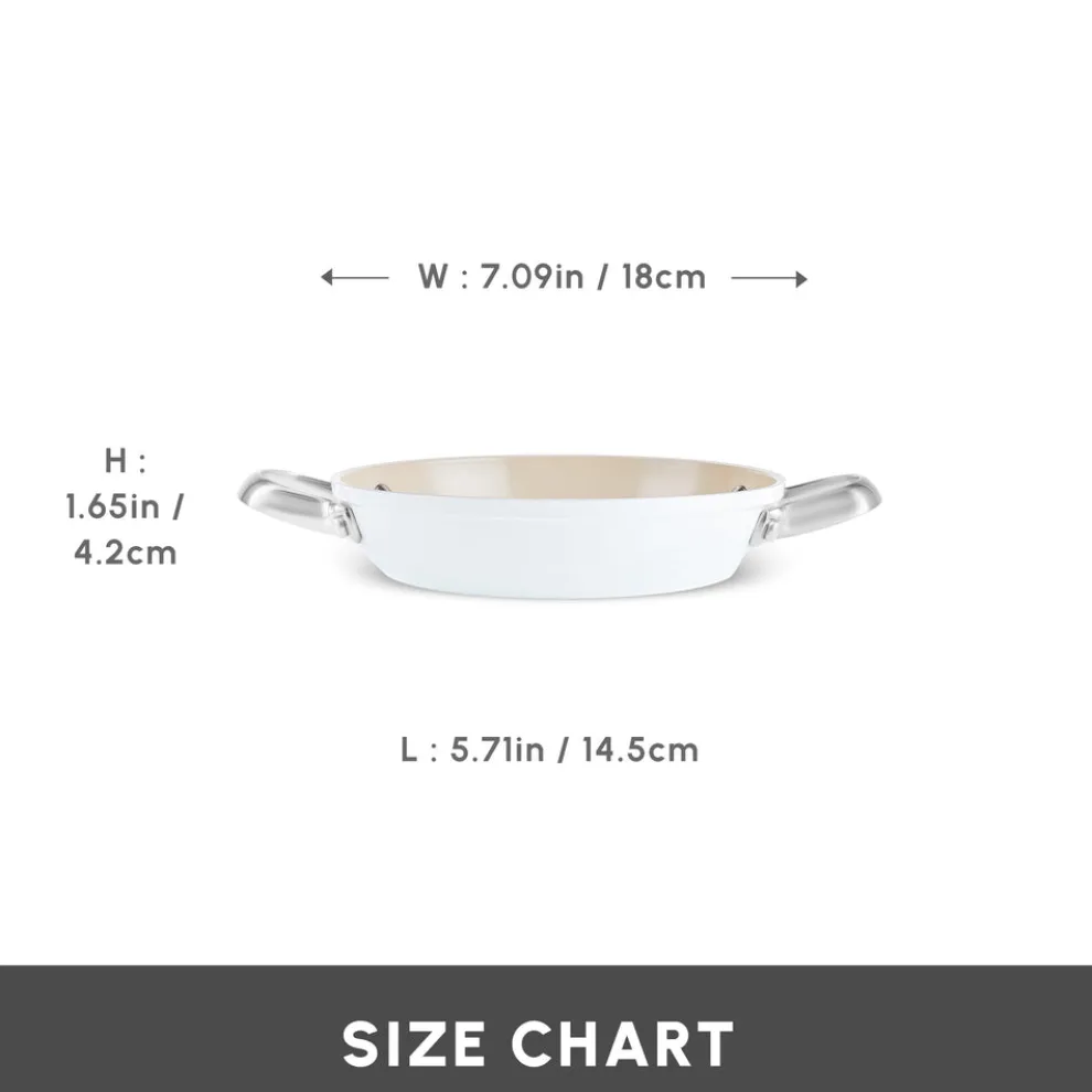 Karaca Swiss Crystal Almond Cream Non-Stick Induction Stainless Steel Handle Shallow Pan, 18cm, Cream