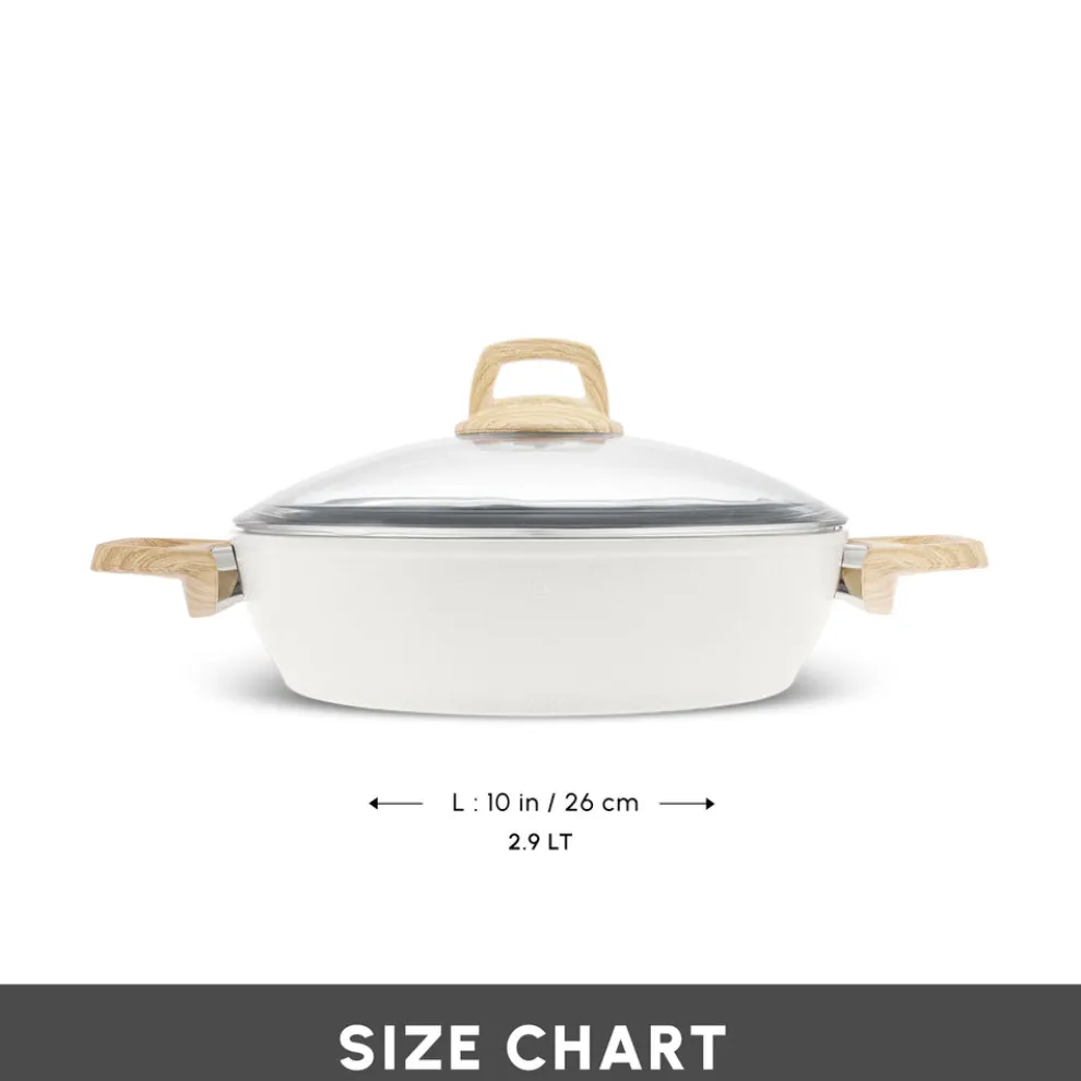 Karaca Swiss Crystal Non-Stick Induction Casserole, 26cm, Creamy