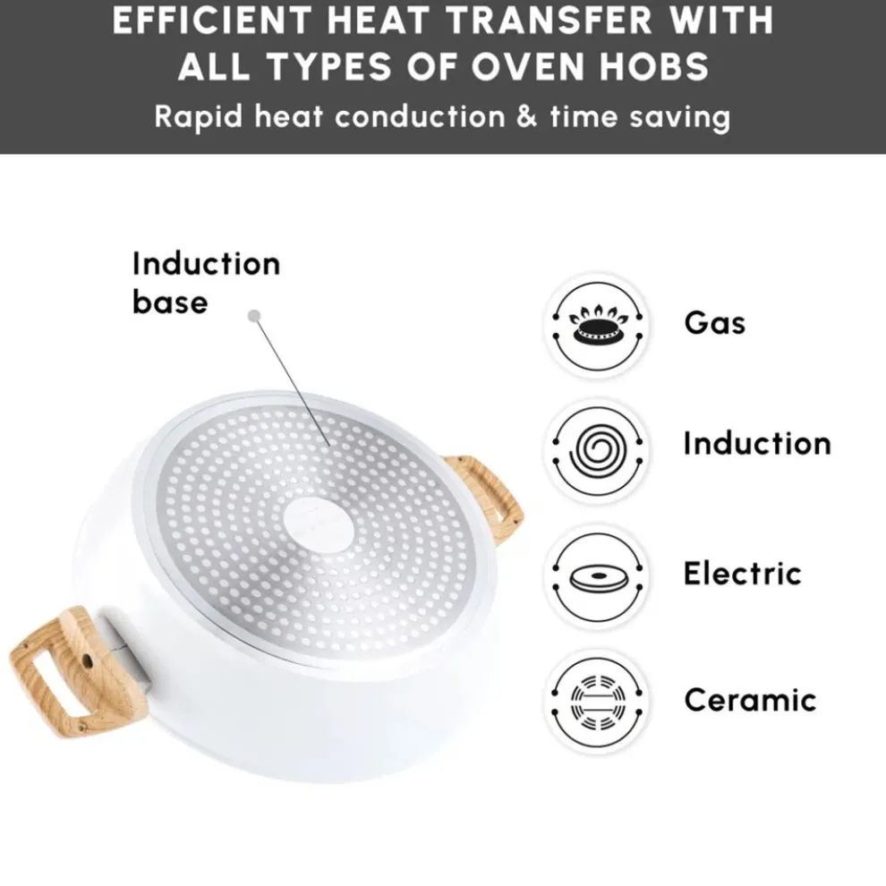 Karaca Swiss Crystal Non-Stick Induction Casserole, 26cm, Creamy