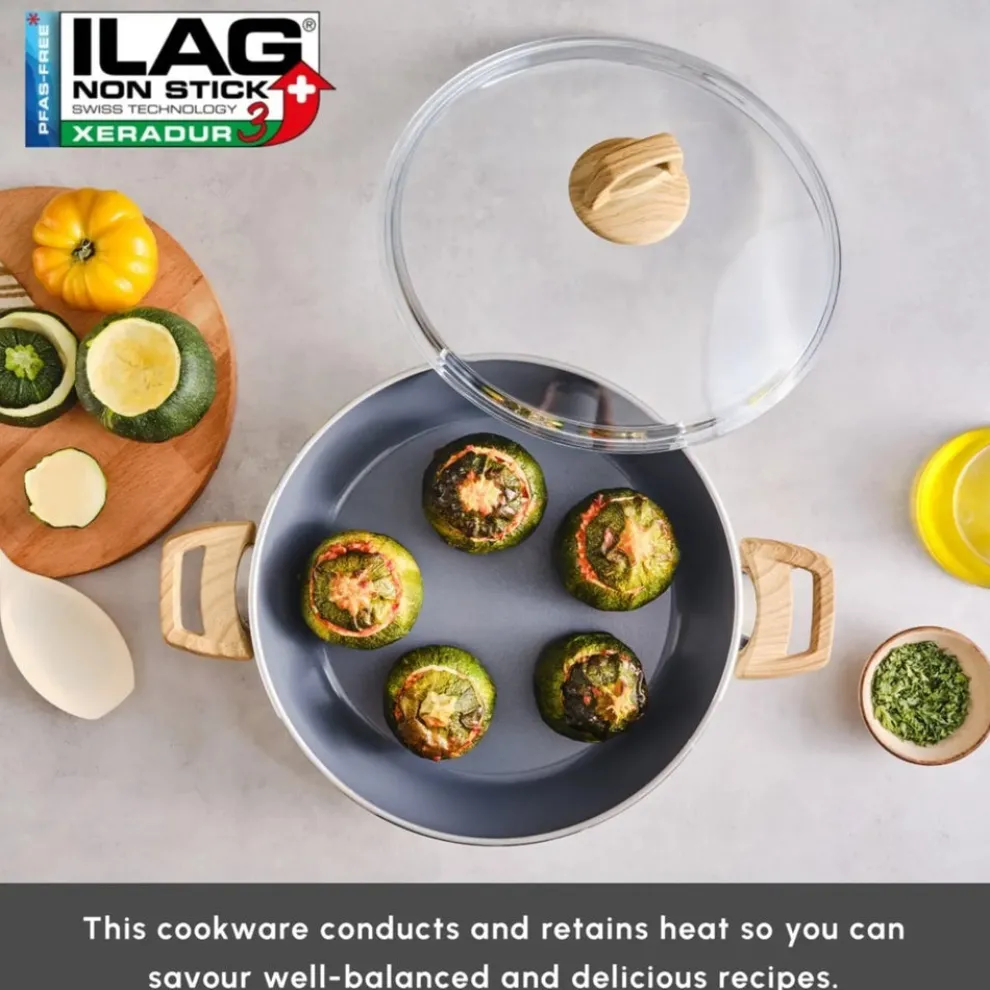 Karaca Swiss Crystal Non-Stick Induction Casserole, 26cm, Creamy