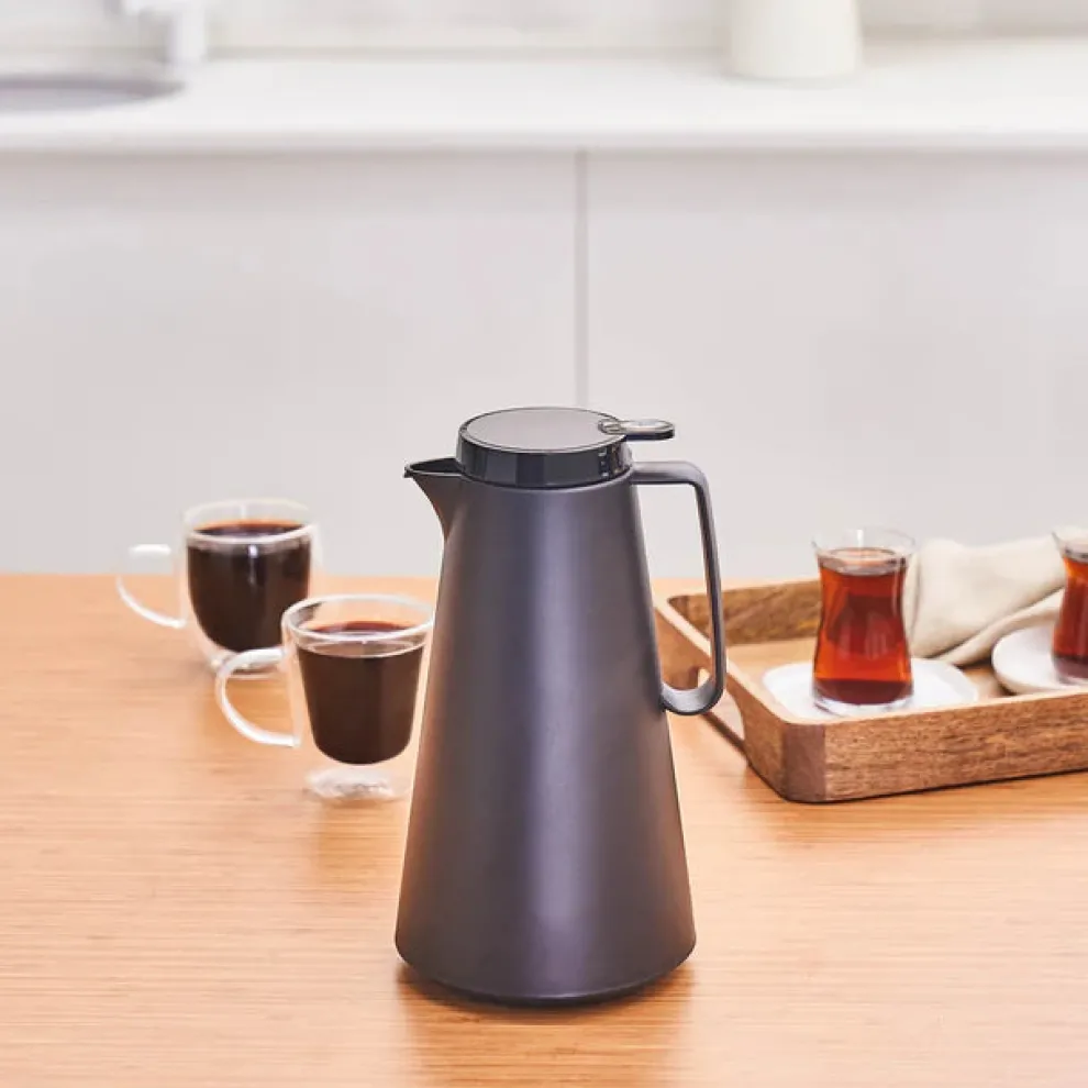 Karaca Thermoglass Lina Leak-Proof Flask, 1L, Black