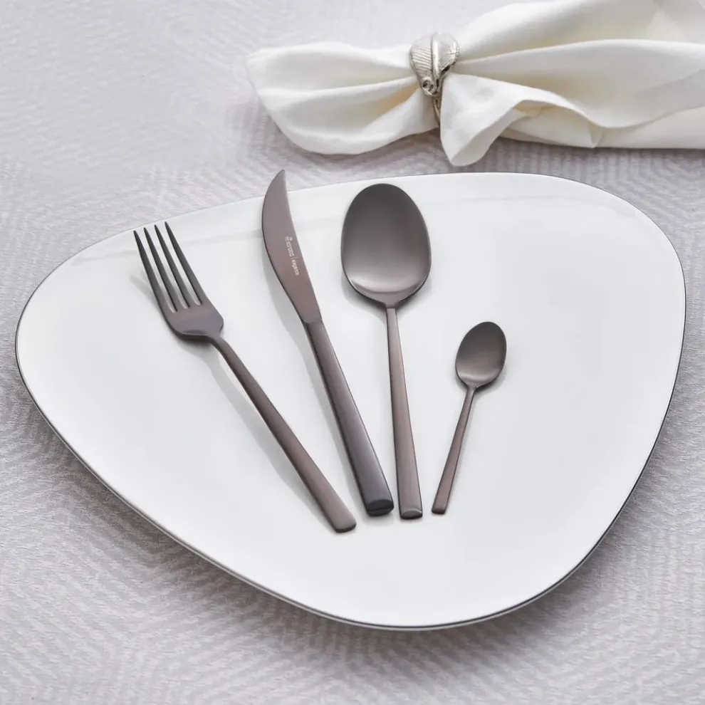 Karaca Tivoli 16-Piece Stainless Steel Cutlery Set for 4 People, Black