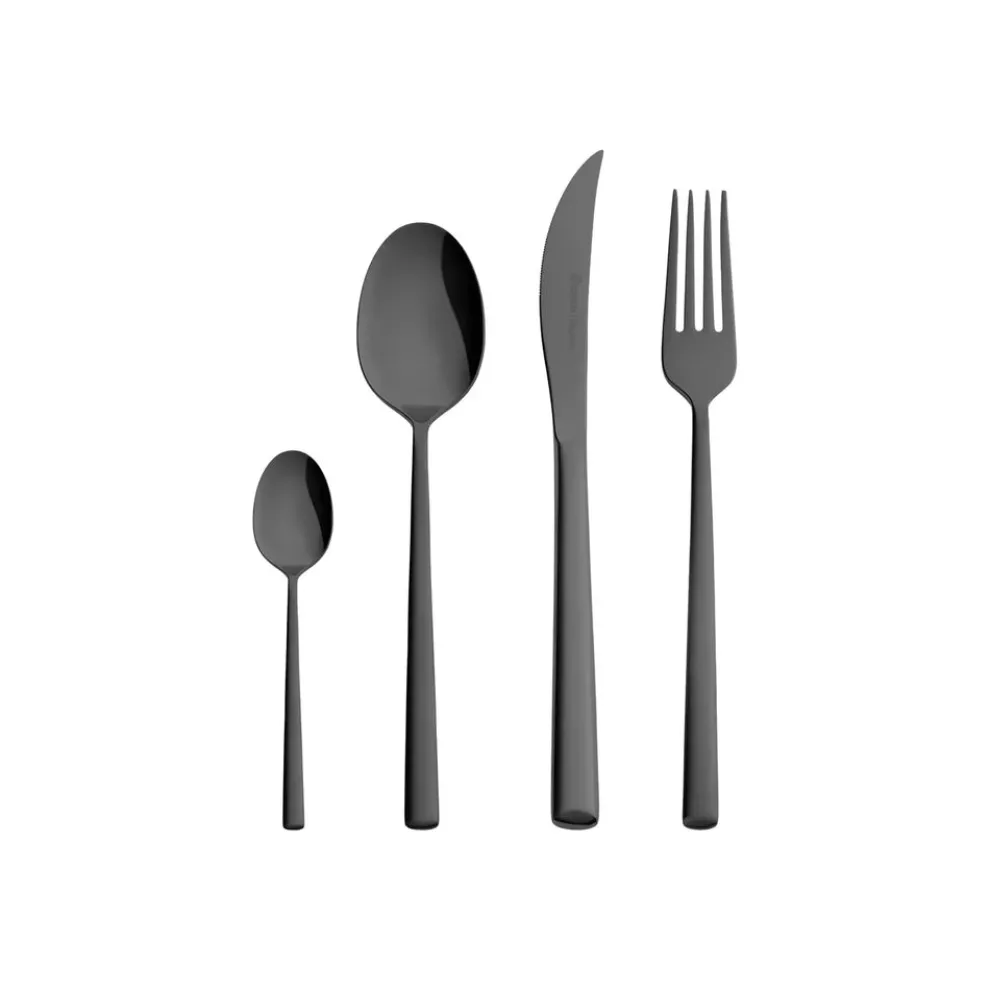 Karaca Tivoli 16-Piece Stainless Steel Cutlery Set for 4 People, Black