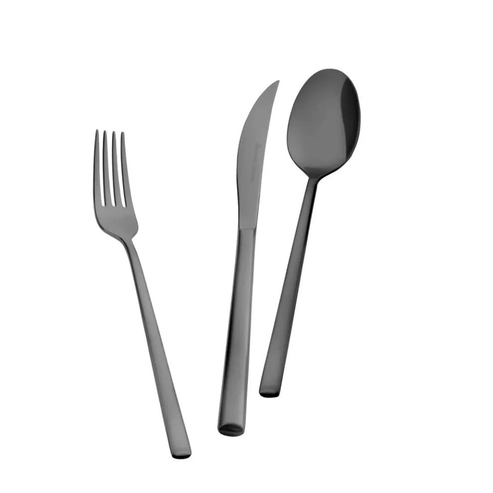 Karaca Tivoli 28-Piece Stainless Steel Cutlery Set for 4 People, Black